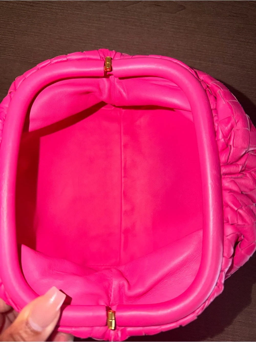 Bottega Veneta Pink Intrecciato Pouch Clutch